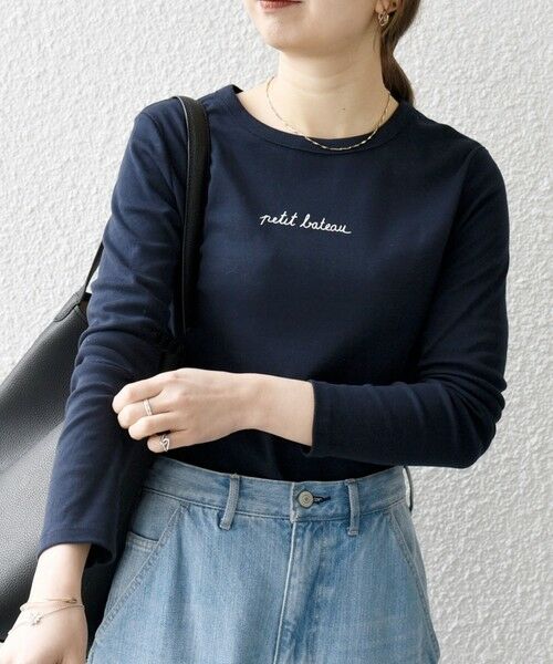 SHIPS for women / シップスウィメン Tシャツ | 《予約》【SHIPS any別注】PETIT BATEAU:〈洗濯機可能〉ロゴ プリント ロン TEE 25SS | 詳細16