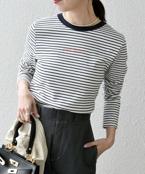 SHIPS for women / シップスウィメン Tシャツ | 《予約》【SHIPS any別注】PETIT BATEAU: ロゴ プリント ボーダー ロン TEE 25SS | 詳細3