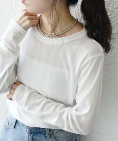 SHIPS / シップス Tシャツ | SHIPS any:〈洗濯機可能〉シアー リブ ロング スリーブ クルーネック TEE