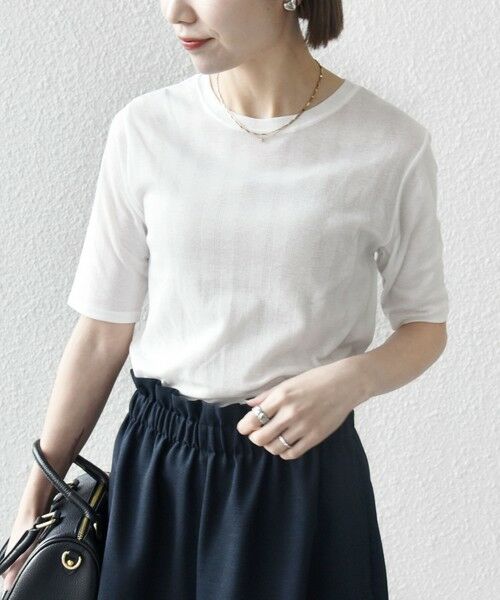 SHIPS / シップス Tシャツ | SHIPS any:〈洗濯機可能〉シアー リブ ハーフ スリーブ クルーネック TEE | 詳細3