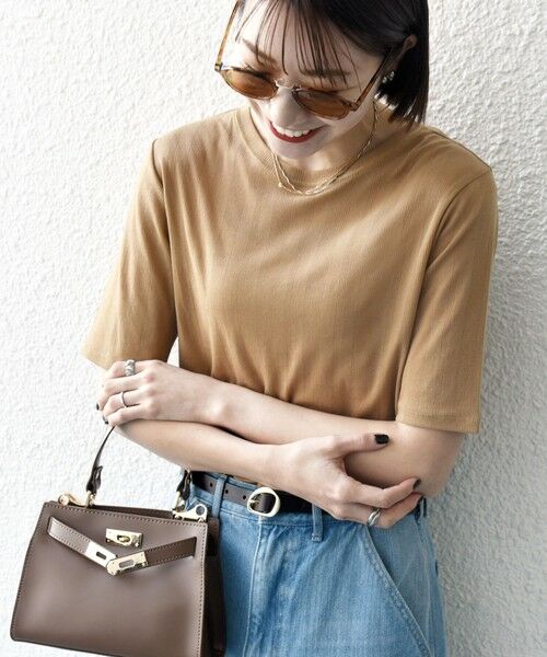 SHIPS for women/シップスウィメン SHIPS any:〈洗濯機可能〉シアー リブ ハーフ スリーブ クルーネック TEE キャメル ONE SIZE SHIPS for women/シップスウィメン SHIPS any:〈洗濯機可能〉シアー リブ ハーフ スリーブ クルーネック TEE キャメル ONE SIZE