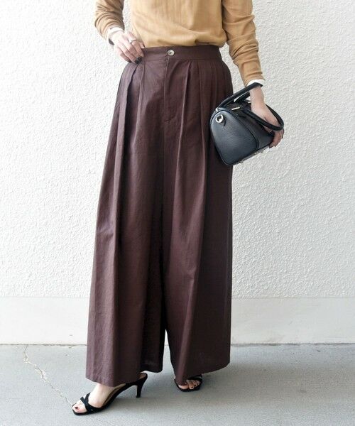 SHIPS / シップス その他パンツ | SHIPS any:〈洗濯機可能〉リネン ミックス タック フレア ワイド パンツ | 詳細4