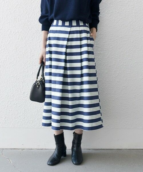SHIPS for women/シップスウィメン SHIPS any:キャンバス ボーダー Aライン スカート ネイビー 36 SHIPS for women/シップスウィメン SHIPS any:キャンバス ボーダー Aライン スカート ネイビー 36