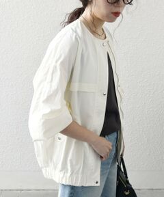 SHIPS / シップス ブルゾン | SHIPS any:〈洗濯機可能〉ナイロン ギャザー ノーカラー コクーン ブルゾン