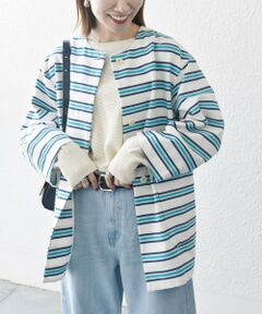 SHIPS / シップス その他アウター | SHIPS any:キャンバス ボーダー コクーン ノーカラー コート