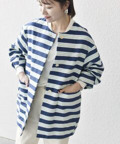 SHIPS / シップス その他アウター | SHIPS any:キャンバス ボーダー コクーン ノーカラー コート