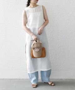 SHIPS / シップス ロング・マキシ丈ワンピース | SHIPS any:〈手洗い可能〉メッシュ レイヤード ノースリーブ ワンピース