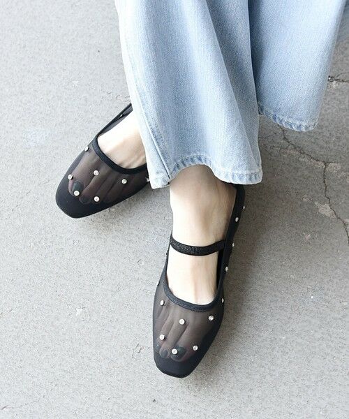 SHIPS for women/シップスウィメン 【SHIPS any別注】eblouna: メッシュ クリアドット フラット シューズ ブラック 38 SHIPS for women/シップスウィメン 【SHIPS any別注】eblouna: メッシュ クリアドット フラット シューズ ブラック 38