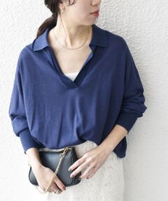 SHIPS / シップス カットソー | SHIPS any:〈UVカット/手洗い可能〉シアー スキッパー ニット ポロシャツ