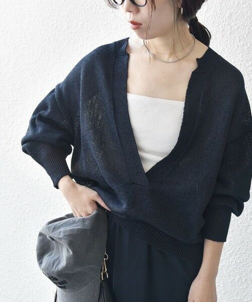 SHIPS for women/シップスウィメン SHIPS any:〈手洗い可能〉バルキー シアー Vネック ニット プルオーバー ネイビー ONE SIZE SHIPS for women/シップスウィメン SHIPS any:〈手洗い可能〉バルキー シアー Vネック ニット プルオーバー ネイビー ONE SIZE