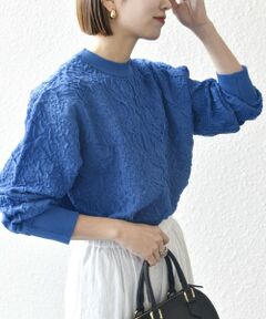 SHIPS / シップス ニット・セーター | 【WEB限定】SHIPS any:〈手洗い可能〉ジャカード バンピー クルーネック プルオーバー