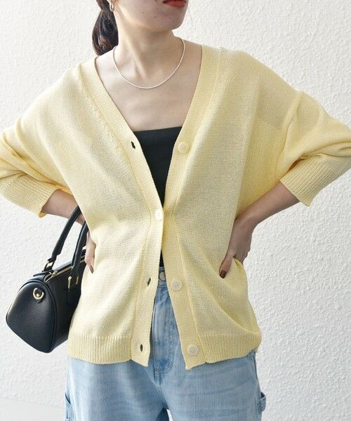 SHIPS for women/シップスウィメン SHIPS any:〈手洗い可能〉バルキー シアー Vネック ニット カーディガン イエロー ONE SIZE SHIPS for women/シップスウィメン SHIPS any:〈手洗い可能〉バルキー シアー Vネック ニット カーディガン イエロー ONE SIZE