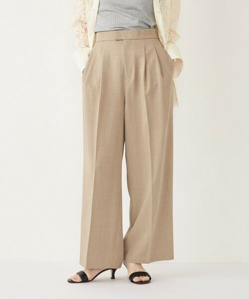 SHIPS for women/シップスウィメン SHIPS Colors:〈手洗い可能〉 メランジ タック ワイドパンツ ベージュ SMALL SHIPS for women/シップスウィメン SHIPS Colors:〈手洗い可能〉 メランジ タック ワイドパンツ ベージュ SMALL