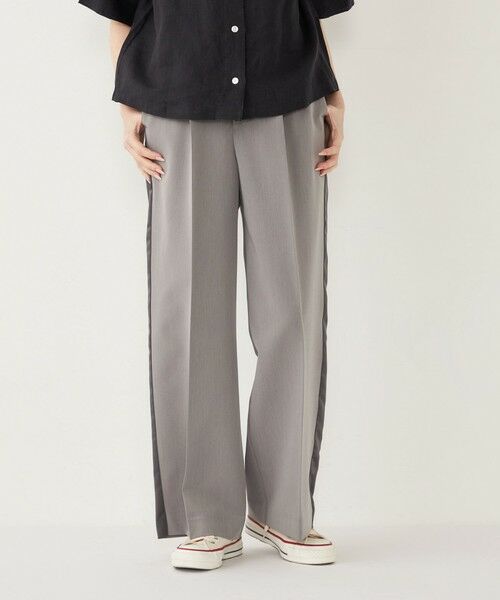 SHIPS for women/シップスウィメン SHIPS Colors:〈手洗い可能〉サテン サイドライン パンツ グレー MEDIUM SHIPS for women/シップスウィメン SHIPS Colors:〈手洗い可能〉サテン サイドライン パンツ グレー MEDIUM