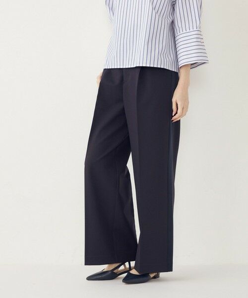 SHIPS for women/シップスウィメン SHIPS Colors:〈手洗い可能〉サテン サイドライン パンツ ネイビー MEDIUM SHIPS for women/シップスウィメン SHIPS Colors:〈手洗い可能〉サテン サイドライン パンツ ネイビー MEDIUM