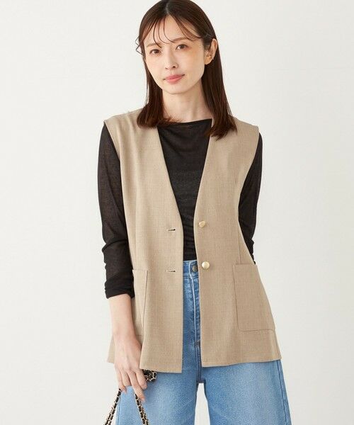SHIPS for women/シップスウィメン SHIPS Colors:〈手洗い可能〉メランジ ベルテッド ジレ ベージュ ONE SIZE SHIPS for women/シップスウィメン SHIPS Colors:〈手洗い可能〉メランジ ベルテッド ジレ ベージュ ONE SIZE