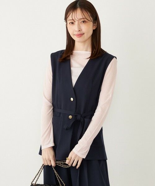 SHIPS for women/シップスウィメン SHIPS Colors:〈手洗い可能〉メランジ ベルテッド ジレ ネイビー ONE SIZE SHIPS for women/シップスウィメン SHIPS Colors:〈手洗い可能〉メランジ ベルテッド ジレ ネイビー ONE SIZE