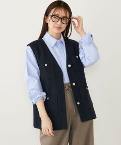 SHIPS Colors:ツイード Vネック ジレ2