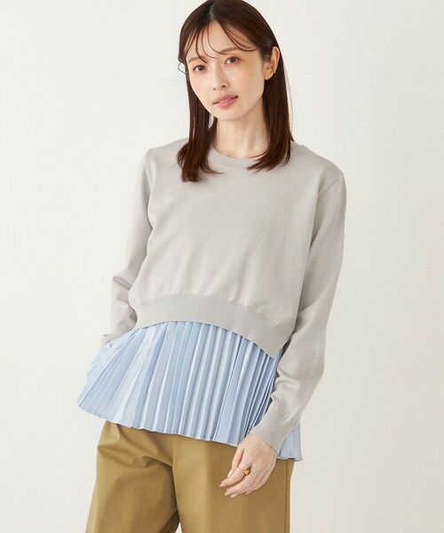 SHIPS for women/シップスウィメン SHIPS Colors:〈手洗い可能〉ヘムプリーツ ドッキング ニット グレー ONE SIZE SHIPS for women/シップスウィメン SHIPS Colors:〈手洗い可能〉ヘムプリーツ ドッキング ニット グレー ONE SIZE
