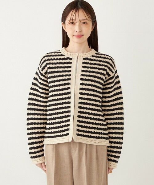 SHIPS / シップス カーディガン・ボレロ | SHIPS Colors:〈手洗い可能〉柄編み ノーカラー ニット ジャケット | 詳細8