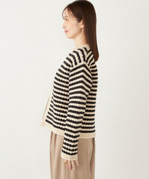 SHIPS / シップス カーディガン・ボレロ | SHIPS Colors:〈手洗い可能〉柄編み ノーカラー ニット ジャケット | 詳細9