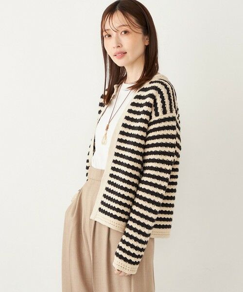 SHIPS / シップス カーディガン・ボレロ | SHIPS Colors:〈手洗い可能〉柄編み ノーカラー ニット ジャケット | 詳細13