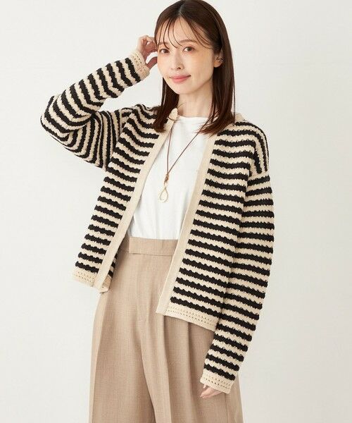 SHIPS / シップス カーディガン・ボレロ | SHIPS Colors:〈手洗い可能〉柄編み ノーカラー ニット ジャケット | 詳細14