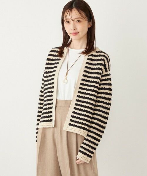 SHIPS for women/シップスウィメン SHIPS Colors:〈手洗い可能〉柄編み ノーカラー ニット ジャケット ブラック ONE SIZE SHIPS for women/シップスウィメン SHIPS Colors:〈手洗い可能〉柄編み ノーカラー ニット ジャケット ブラック ONE SIZE
