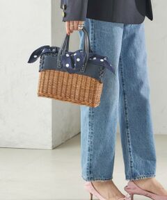 セール】 レザー コンビ シーグラス バッグ （かごバッグ