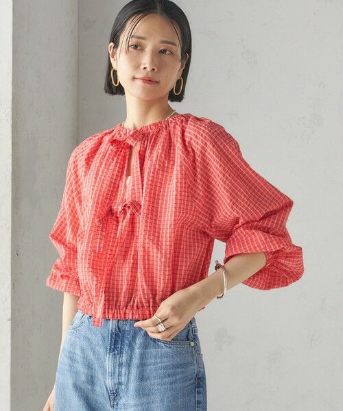 SHIPS / シップス シャツ・ブラウス | 〈手洗い可能〉DEVEAUX サッカー チェック リボン ブラウス | 詳細8
