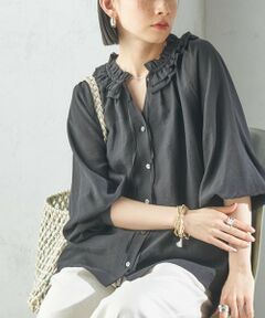 SHIPS / シップス シャツ・ブラウス | 〈手洗い可能〉シルク混 シアー フリル ネック ギャザー ブラウス