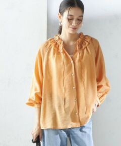 SHIPS / シップス シャツ・ブラウス | 〈手洗い可能〉シルク混 シアー フリル ネック ギャザー ブラウス