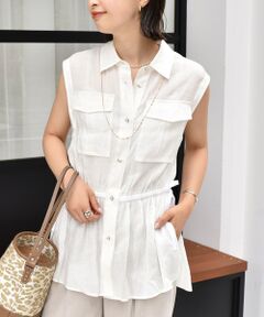SHIPS / シップス シャツ・ブラウス | 〈手洗い可能〉IMPERIAL LINEN Wポケット ノースリーブ シャツ