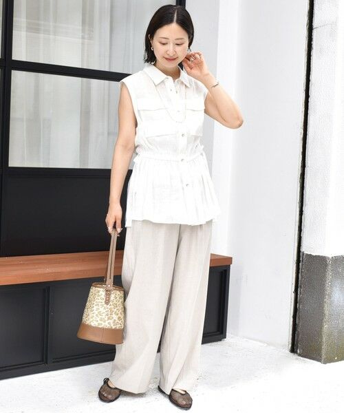 セール】 〈手洗い可能〉IMPERIAL LINEN Wポケット ノースリーブ