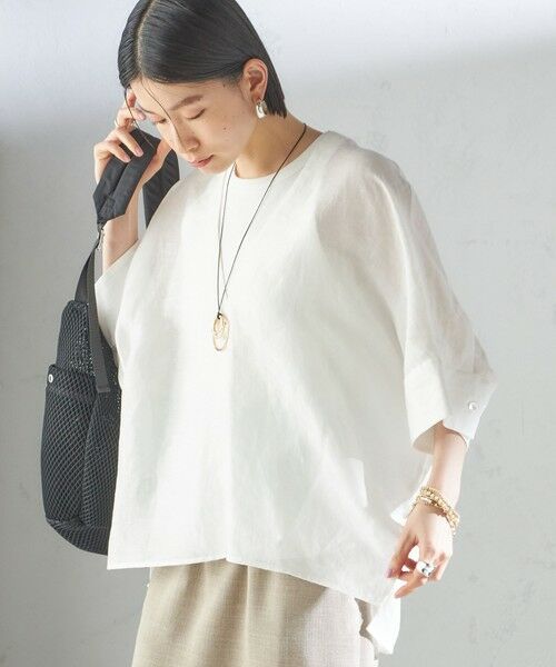 SHIPS for women/シップスウィメン 《予約》【一部WEB限定】〈手洗い可能〉IMPERIAL LINEN スキッパー ブラウス オフホワイト ONE SIZE SHIPS for women/シップスウィメン 《予約》【一部WEB限定】〈手洗い可能〉IMPERIAL LINEN スキッパー ブラウス オフホワイト ONE SIZE