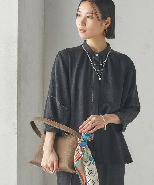 SHIPS for women/シップスウィメン 〈接触冷感/吸水速乾〉アセテート ワッシャー ブラウス ブラック ONE SIZE SHIPS for women/シップスウィメン 〈接触冷感/吸水速乾〉アセテート ワッシャー ブラウス ブラック ONE SIZE