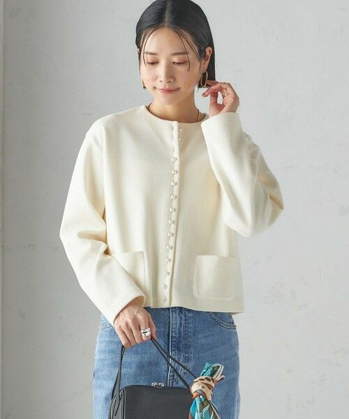 SHIPS / シップス カーディガン・ボレロ | 〈手洗い可能〉ブークレ ダブル ニット パールモチーフボタン カーディガン | 詳細6