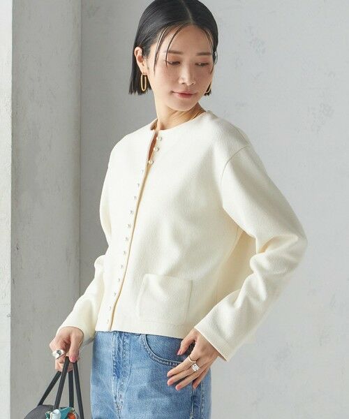 SHIPS / シップス カーディガン・ボレロ | 〈手洗い可能〉ブークレ ダブル ニット パールモチーフボタン カーディガン | 詳細7