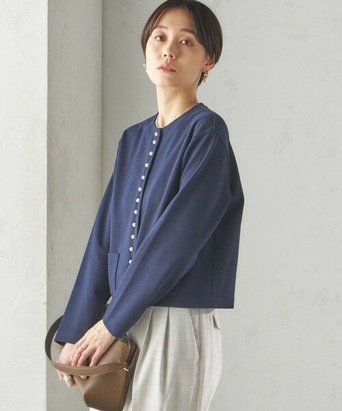 SHIPS / シップス カーディガン・ボレロ | 〈手洗い可能〉ブークレ ダブル ニット パールモチーフボタン カーディガン | 詳細22