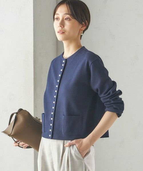 SHIPS / シップス カーディガン・ボレロ | 〈手洗い可能〉ブークレ ダブル ニット パールモチーフボタン カーディガン | 詳細27