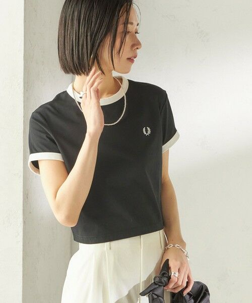 SHIPS / シップス Tシャツ | 《一部追加予約》FRED PERRY:G9163 CROPPED RINGER TEE（ブラック）