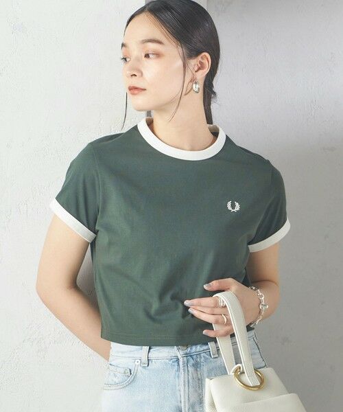 SHIPS for women/シップスウィメン 《予約》FRED PERRY:G9163 CROPPED RINGER TEE オリーブ ONE SIZE SHIPS for women/シップスウィメン 《予約》FRED PERRY:G9163 CROPPED RINGER TEE オリーブ ONE SIZE