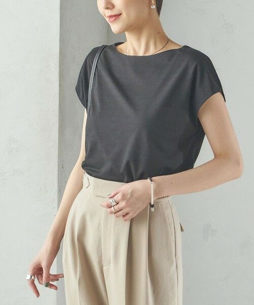 【シップス　ウィメン】〈手洗い可能〉SORONA(R) ボートネック TEE 手洗い可能〉SORONA(R) ボートネック TEE（Tシャツ/カットソー