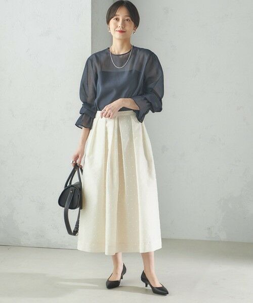 SHIPS / シップス ロング・マキシ丈スカート | 〈手洗い可能〉オーガンジー ドット 刺繍 フレア スカート | 詳細1