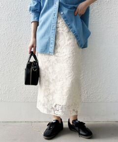 SHIPS / シップス ミニ・ひざ丈スカート | シアー エンブロイダリー スカート