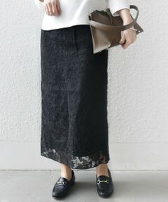 SHIPS / シップス ミニ・ひざ丈スカート | シアー エンブロイダリー スカート