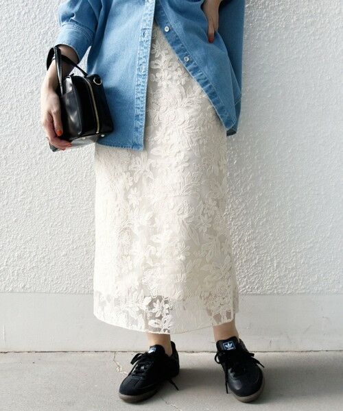 SHIPS / シップス ミニ・ひざ丈スカート | シアー エンブロイダリー スカート | 詳細4