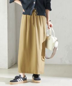 SHIPS / シップス ロング・マキシ丈スカート | 〈手洗い可能〉キュプラ混 ツイル ドロスト スカート