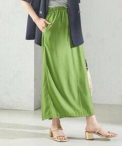 SHIPS / シップス ロング・マキシ丈スカート | 〈手洗い可能〉キュプラ混 ツイル ドロスト スカート