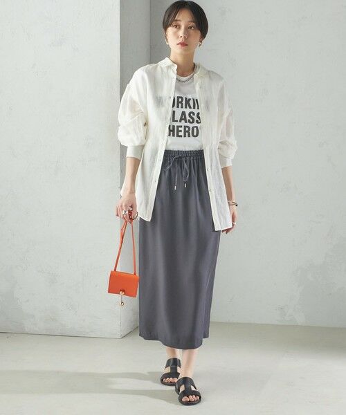 SHIPS / シップス ロング・マキシ丈スカート | 〈手洗い可能〉キュプラ混 ツイル ドロスト スカート | 詳細2